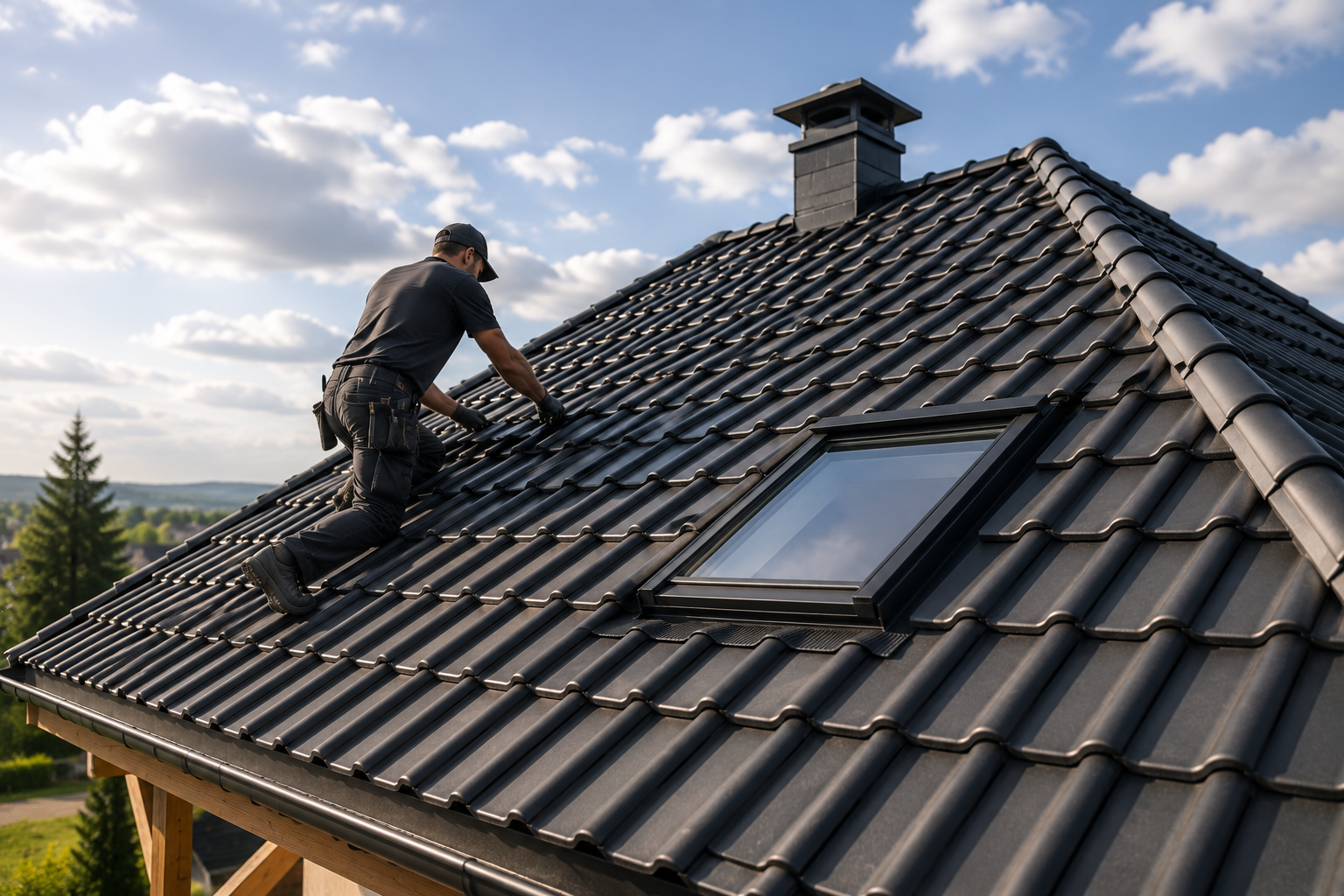 Arbeiten am Steildach